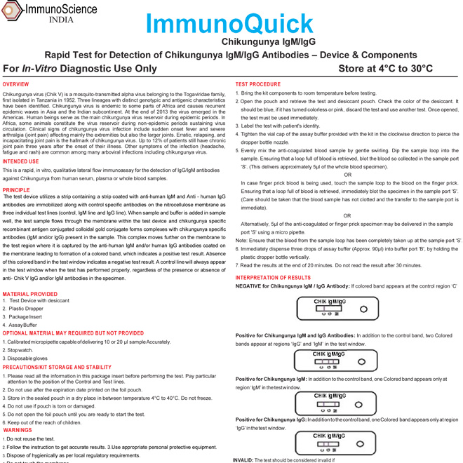 ImmunoQuick Chikungunya IgG IgM Test