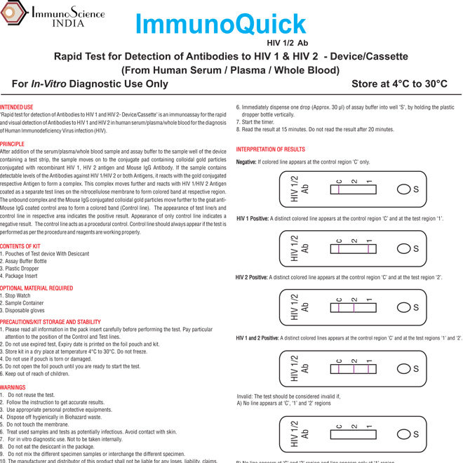 ImmunoQuick HIV 1 & 2 Ab Test
