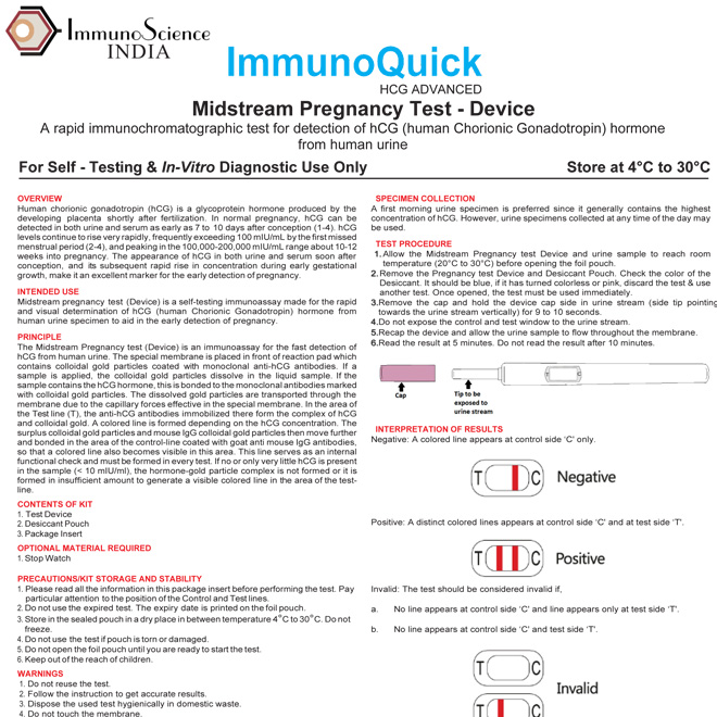 ImmunoQuick Midstream Pregnancy Test