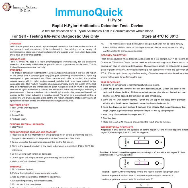 ImmunoQuick  Pack Insert H.Pylori Ab