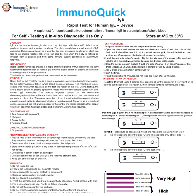 ImmunoQuick human IgE Test