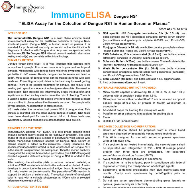 NS1 insert ImmunoELISA