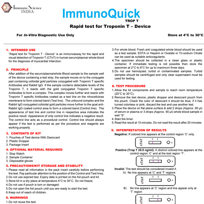 ImmunoQuick Troponin T IFU